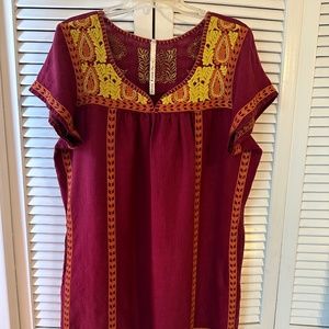 Uncle Frank Embroidered burgundy/maroon dress